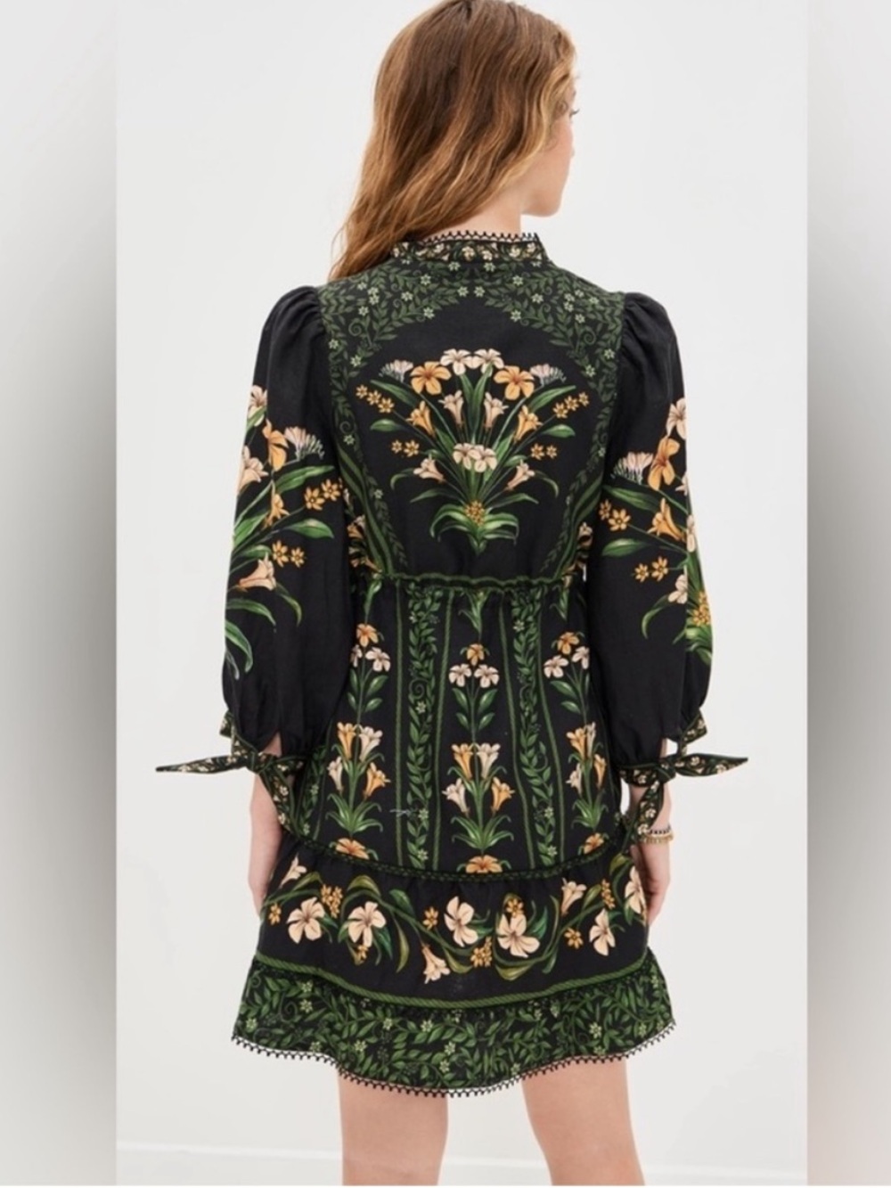 FARM Rio Black Flowers Arch Lenzing Ecovero Euroflax Mini Dress - Picture 6 of 11